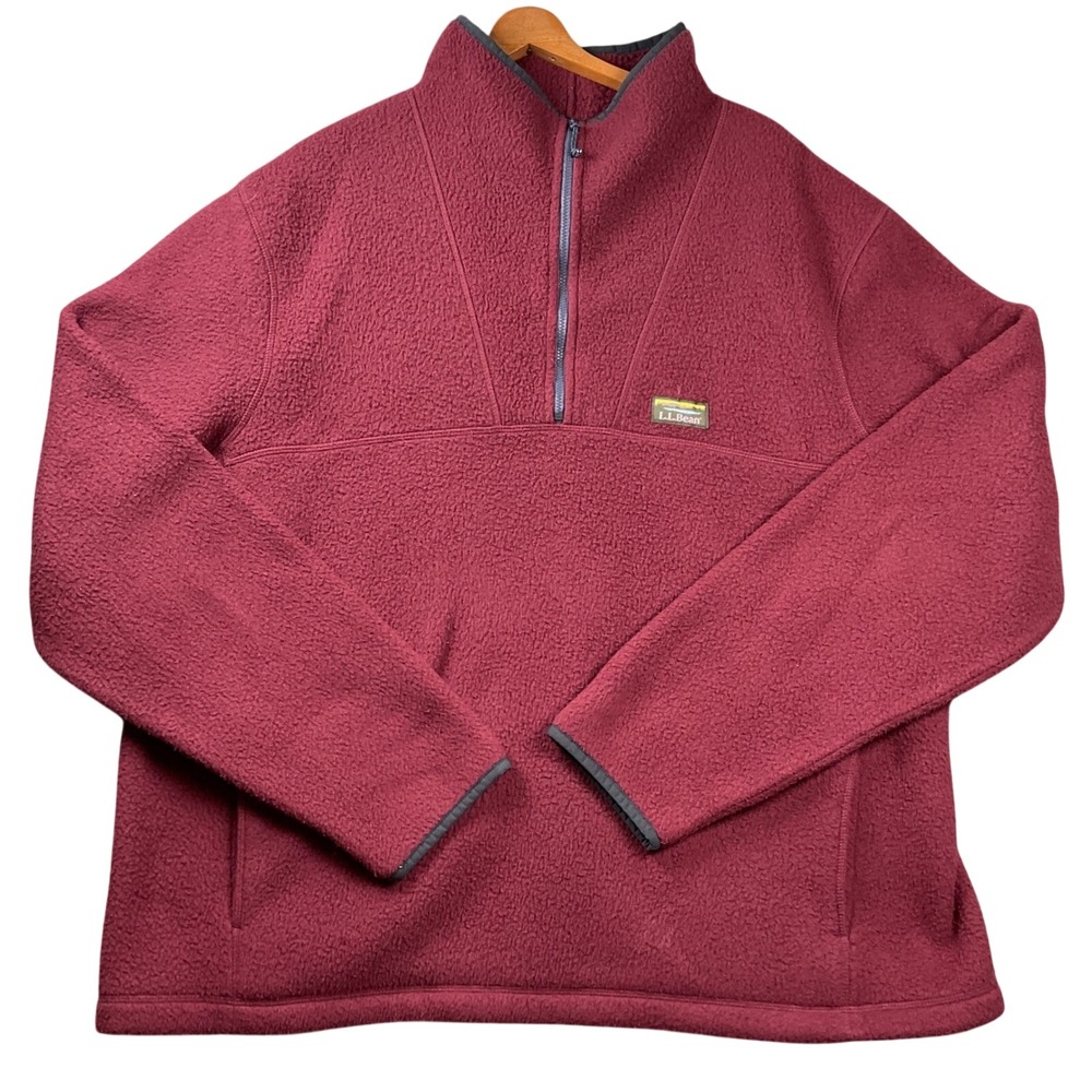 L.L.Bean Mountain Classic Fleece Pullover Mens XXL Burgundy 1/4 Zip High Pile